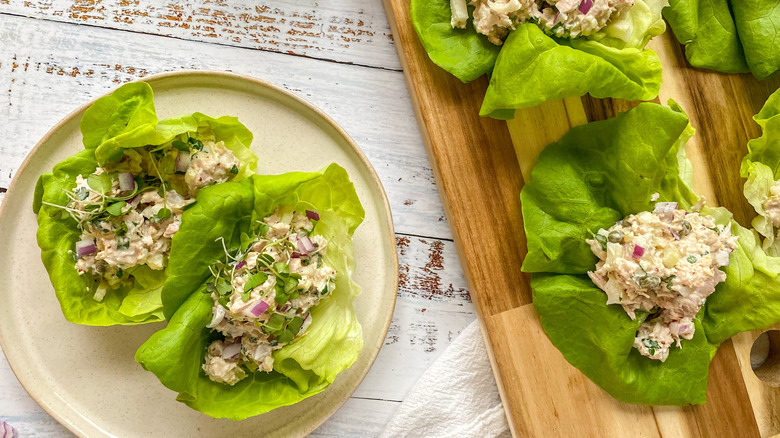 I Tried Quick Tuna Salad Lettuce Wraps for Lunch and These Are My Thoughts